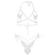 LEG AVENUE TWO PIECES SET BRA AND PANTY OF BUTTERFLIES & PEARLS ONE SIZE - WHITE