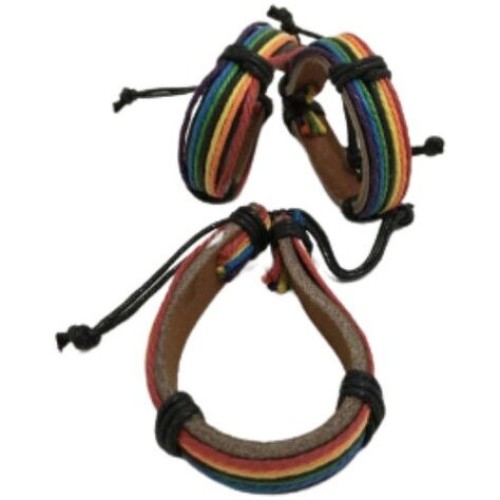 PRIDE - LGBT FLAG BROWN LEATHER BRACELET