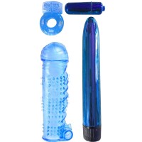CLASSIX - KIT FOR COUPLES WITH RING, SHEATH AND BULLETS BLUE
