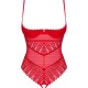 Бельо OBSESSIVE - INGRIDIA CROTCHLESS TEDDY RED XL/XXL