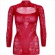 LEG AVENUE - MINI DRESS WITH LACE LONG SLEEVE RED