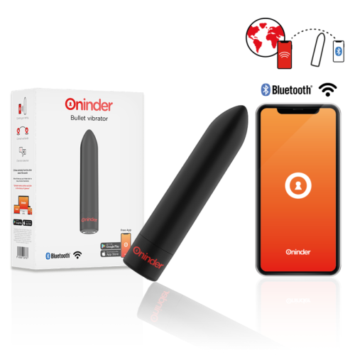 Вибратор ONINDER - BERLIN BULLET VIBRATOR BLACK 9 MODES 8.5 X 2 CM - FREE APP