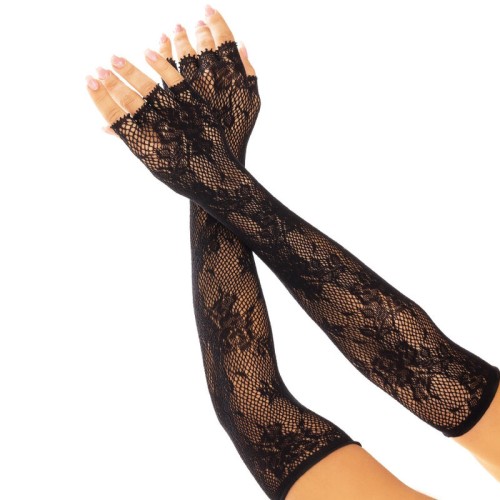 Бельо LEG AVENUE - FLORAL NETWORK FINGERLESS GLOVES BLACK