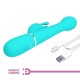 Вибратор PRETTY LOVE - DEJON RABBIT VIBRATOR 3 IN 1 MULTIFUNCTION AQUA GREEN