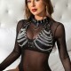 Бельо SUBBLIME - HARNESS BRA AND NECKLACE WITH CHAINS ONE SIZE