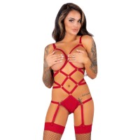 Бельо LIVCO CORSETTI FASHION - THIARA LC 20213 SET BODY + STOCKINGS RED L/XL