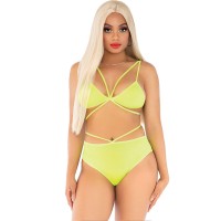 Бельо LEG AVENUE - TOP & PANTIES YELLOW WITH STRAPS