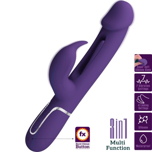 Вибратор PRETTY LOVE - KAMPAS RABBIT 3 IN 1 MULTIFUNCTION VIBRATOR WITH TONGUE VIOLET