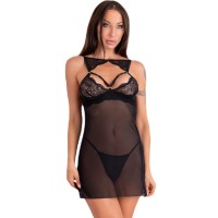 Бельо LIVCO CORSETTI FASHION - KROLINA LC 90734 CHEMISE + THONG BLACK S/M