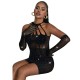 Бельо SUBBLIME - 952235 FISHNET BODYSTOCKING WITH RHINESTONES AND BLACK GLOVES ONE SIZE
