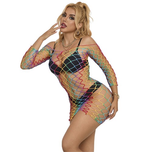 Бельо SUBBLIME - 952426 RAINBOW LONG SLEEVE FISHNET BODYSTOCKING ONE SIZE