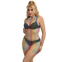 Бельо SUBBLIME - 952433 RAINBOW HIGH NECK SLEEVELESS FISHNET BODYSTOCKING ONE SIZE