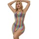 Бельо SUBBLIME - 952457 RAINBOW OFF SHOULDER SLEEVELESS FISHNET BODYSTOCKING ONE SIZE