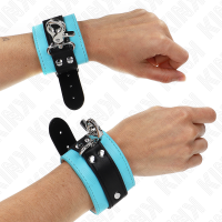 Белезници KINK - PREMIUM LOCKABLE WRIST RESTRAINTS BLACK / BLUE ADJUSTABLE 21-28 CM X 5.5 CM