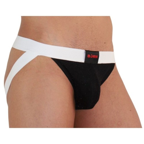 Мъжки слип BURN - 004 JOCK SHINY BLACK / WHITE S