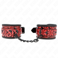 Белезници KINK - DIAMOND PATTERN WRIST RESTRAINTS DARK RED ADJUSTABLE 17-26 CM X 5.5 CM