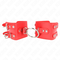 Белезници KINK - FIXED WRIST RESTRAINTS WITH RING AND STUDS ADJUSTABLE RED 17-22 CM X 6.5 CM