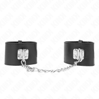 Белезници KINK - FIXED WRIST RESTRAINTS WITH CHAIN 30 CM AND PADLOCK CLOSURE BLACK ADJUSTABLE 16-23 CM X 5.5 CM