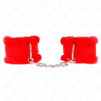 Белезници KINK - FURRY LINED WRIST RESTRAINTS RED ADJUSTABLE 17-31 CM X 7 CM