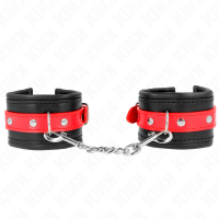 Белезници KINK - WRIST RESTRAINTS BLACK WITH RED BELT ADJUSTABLE 17-28 CM X 6 CM