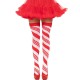 Бельо LEG AVENUE - CANDY CANE STRIPED THIGH HIGHS ONE SIZE