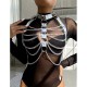 Бельо SUBBLIME - 953737 CHEST HARNESS WITH RINGS AND CHAINS SILVER ONE SIZE