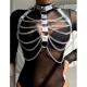 Бельо SUBBLIME - 953737 CHEST HARNESS WITH RINGS AND CHAINS SILVER ONE SIZE