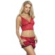 Бельо SUBBLIME - 953904 SILK AND LACE NIGHTGOWN + PANTIES RED L/XL