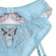 Бельо SUBBLIME - 954109 BRA + PANTIES WITH GARTER BELT FLORAL DESIGN BLUE S/M