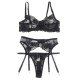 Бельо SUBBLIME - 945237 BRA + PANTIES WITH GARTER BELT FLORAL DESIGN BLACK S/M