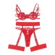 Бельо SUBBLIME - 954321 HEART PRINT BRA + THONG + GARTER BELT RED S/M