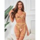 Бельо SUBBLIME - 954345 BRA + THONG + GARTER BELT FLORAL DESIGN YELLOW S/M