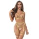 Бельо SUBBLIME - 954345 BRA + THONG + GARTER BELT FLORAL DESIGN YELLOW S/M