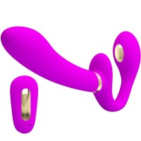 Страп-он PRETTY LOVE - THUNDERBIRD DOUBLE STRAP-ON VIBRATOR REMOTE CONTROL PURPLE