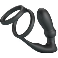 Пенис ринг PRETTY LOVE - EMONI PENIS RING + ANAL PLUG 12 VIBRATIONS BLACK