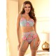 Комплект SUBBLIME - 957650 FLOWER EMBROIDERED BRA AND GARTER BELT SET PINK L/XL