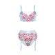 Комплект SUBBLIME - 957650 FLOWER EMBROIDERED BRA AND GARTER BELT SET PINK L/XL