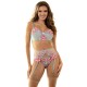 Комплект SUBBLIME - 957650 FLOWER EMBROIDERED BRA AND GARTER BELT SET PINK L/XL