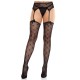Секси чорапи LEG AVENUE - HEART STOCKINGS WITH GARTERS BLACK