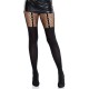 Бельо LEG AVENUE - GARTER BELT EFFECT TIGHTS WITH LACE DETAIL BLACK
