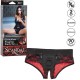 Харнес с отворено дъно и дилдо CALEXOTICS - SCANDAL SET OF CROTCHLESS PANTIES WITH DILDO SIZE S/M