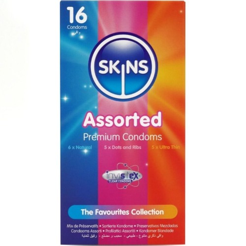 Презервативи SKINS - ASSORTED PREMIUM CONDOMS PACK 16