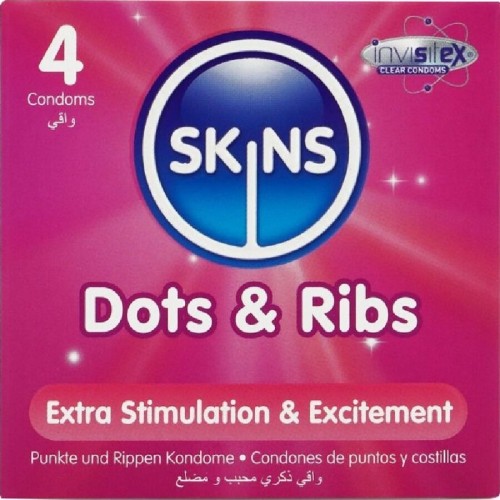 Презервативи SKINS - DOTS & RIBS PREMIUM CONDOMS PACK 4 | SKINS Презервативи SKINS - DOTS & RIBS PREMIUM CONDOMS PACK 4