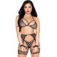 Бельо LEG AVENUE - 89362 TOP + THONG+ GARTER BELT + HANDCUFFS SET BLACK - ONE SIZE | LEG AVENUE|LEG AVENUE SETS Бельо LEG AVENUE - 89362 TOP + THONG+ GARTER BELT + HANDCUFFS SET BLACK - ONE SIZE