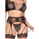 Бельо LEG AVENUE - 89359 TOP + THONG + GARTER BELT SET BLACK - ONE SIZE | LEG AVENUE|LEG AVENUE SETS Бельо LEG AVENUE - 89359 TOP + THONG + GARTER BELT SET BLACK - ONE SIZE