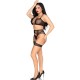 Бельо LEG AVENUE - 89359 TOP + THONG + GARTER BELT SET BLACK - ONE SIZE | LEG AVENUE|LEG AVENUE SETS Бельо LEG AVENUE - 89359 TOP + THONG + GARTER BELT SET BLACK - ONE SIZE
