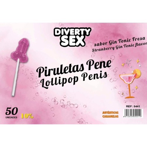 Близалки DIABLO GOLOSO - 50 PENIS LOLLIPOPS GIN TONIC STRAWBERRY FLAVOR 10 ALCOHOL | DIVERTY SEX|DIABLO GOLOSO Близалки DIABLO GOLOSO - 50 PENIS LOLLIPOPS GIN TONIC STRAWBERRY FLAVOR 10 ALCOHOL