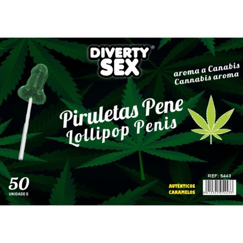 Близалки DIABLO GOLOSO - 50 PENIS LOLLIPOPS CANNABIS AROMA | DIVERTY SEX|DIABLO GOLOSO Близалки DIABLO GOLOSO - 50 PENIS LOLLIPOPS CANNABIS AROMA