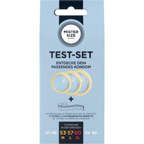 Презервативи MISTER SIZE - TEST SET 3 DIFFERENT SIZED CONDOMS + MEASURING TAPE | MISTER SIZE Презервативи MISTER SIZE - TEST SET 3 DIFFERENT SIZED CONDOMS + MEASURING TAPE