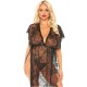 LEG AVENUE 2 PIECES SET LACE KAFTEN ROBE AND THONG S/M